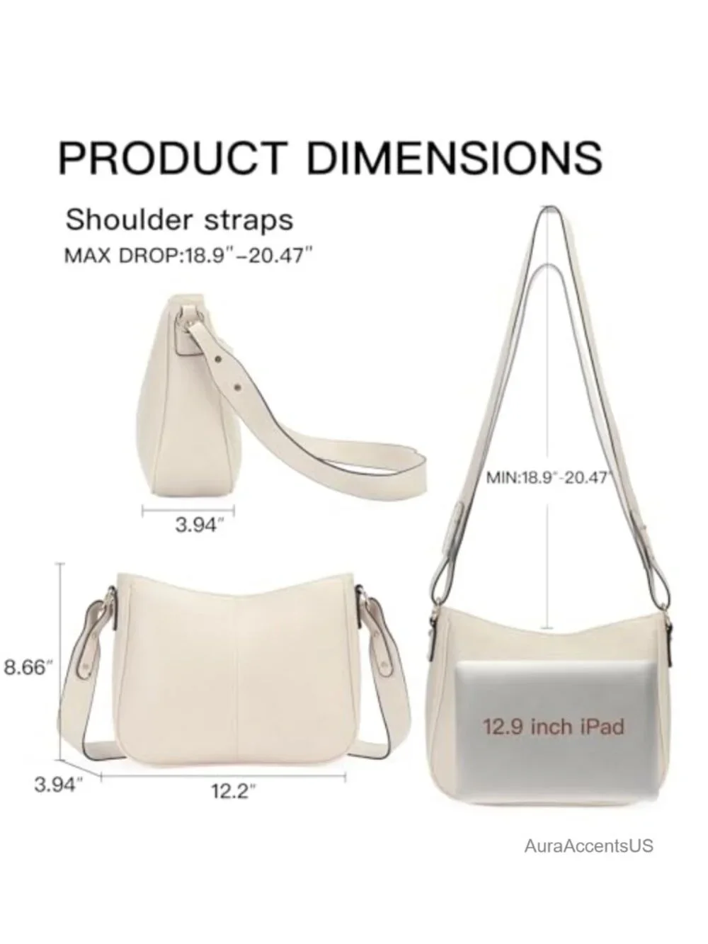 Vegan Leather Hobo Tote Bag Women Slouchy Shoulder Purse Travel